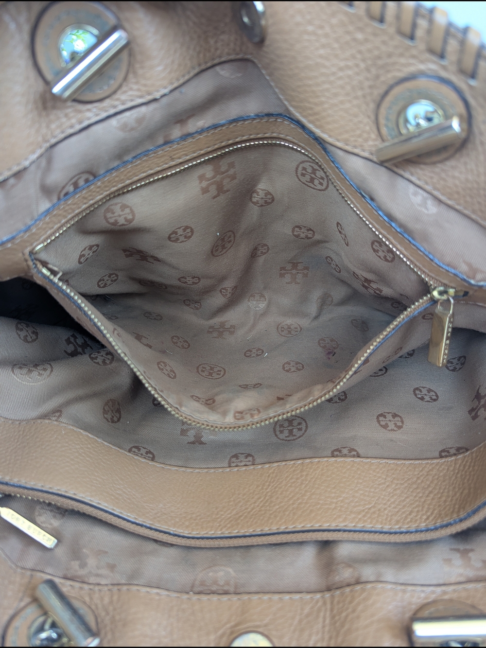 Tory Burch Brown Leather Whipstitch Tote - Picture 13 of 14
